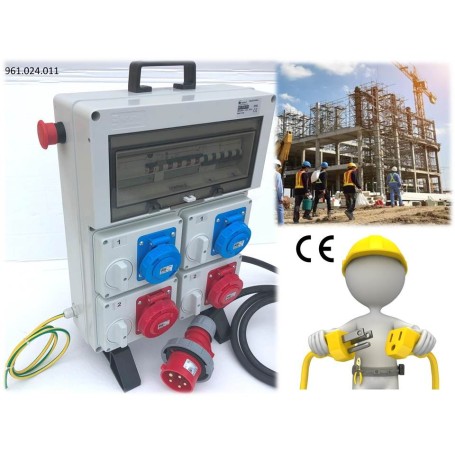 Quadro da cantiere certificato norma 4 prese interbloccate monofase trifase pulsante protezione