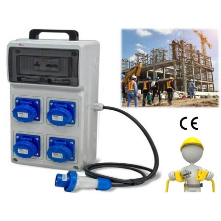 Quadro Elettrico Cantiere portatile norma 4 prese Monofase certificato secondario