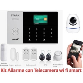 KIT ALLARME SMART CON TELECAMERA WI FI WIRELESS GSM GPRS...