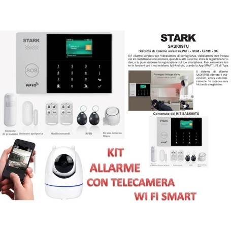 KIT ALLARME SMART CON TELECAMERA WI FI WIRELESS GSM GPRS 3G TUYA