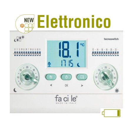 Cronotermostato da parete fascile CR135BI Tecnoswitch a batterie