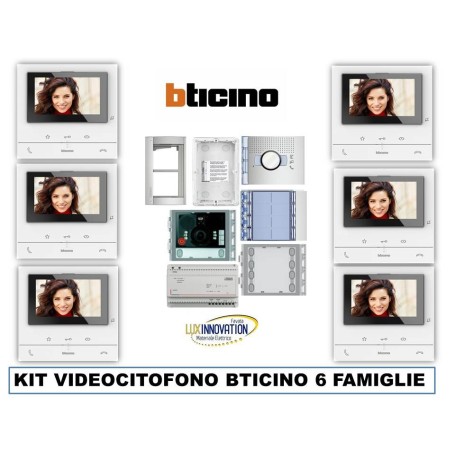 Kit videocitofono Bticino 6 famiglie monitor 100V16B 344652