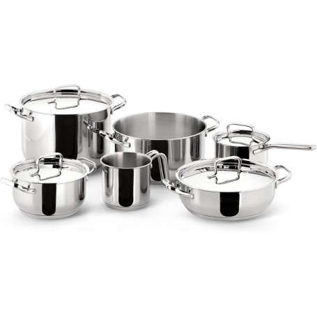 SET PENTOLE LAGOSTINA SFIZIOSA BATTERIA DI PENTOLE 10 PEZZI IN ACCIAIO INOX 18/10