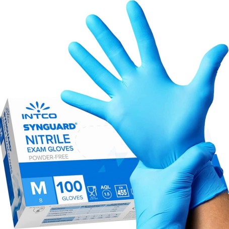 Guanti Monouso In Nitrile medicali alimentari Blu 100 pezzi senza polvere Synguard Varie misure