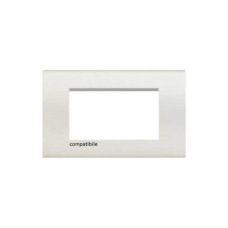 Placca 4 posti Bianco COMPATIBILE bticino light Living Tipo LNA4804BI
