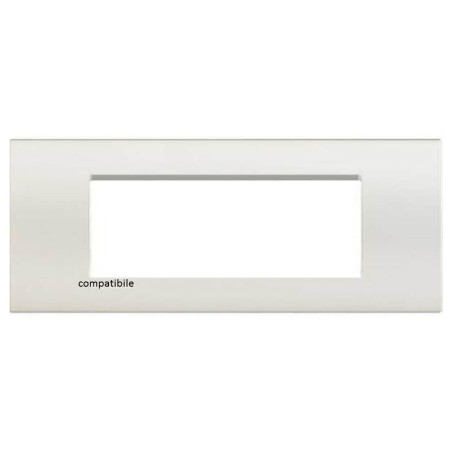 Placca 7 posti Bianco COMPATIBILE bticino light Living Tipo LNA4807BI