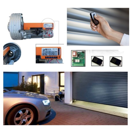 Kit motore serranda per saracinesca avvolgibile completo Centralina 2 Telecomandi