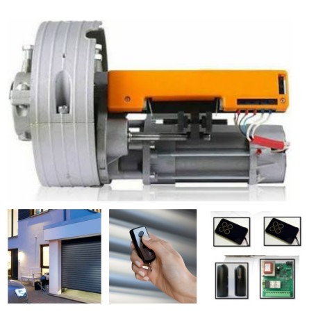 Kit motore serranda per saracinesca avvolgibile completo Centralina 2 Telecomandi e fotocellule