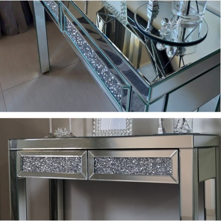 Consolle madia specchiata vetro elegante di alta qualità con cassetti in cristallo