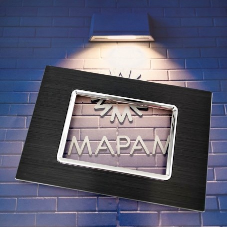 Placca 3 posti alluminio nero spazzolato elegante compatibile bticino matix