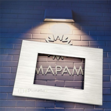 Placca 7 moduli effetto spazzolato silver compatibile vimar plana