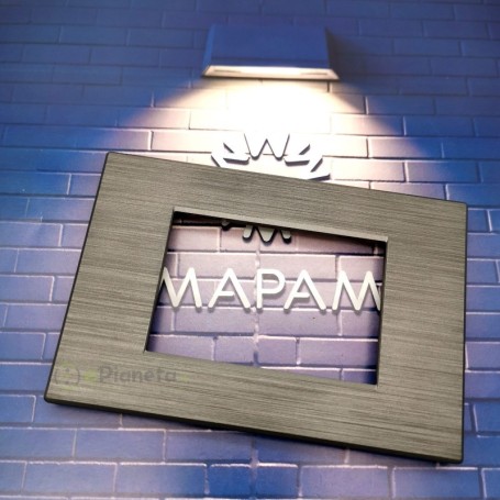 Placca 7 moduli effetto spazzolato grigio scuro compatibile vimar plana