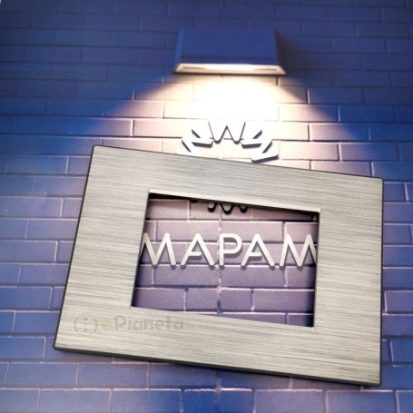 Placca 3 moduli effetto spazzolato Nickel compatibile vimar plana