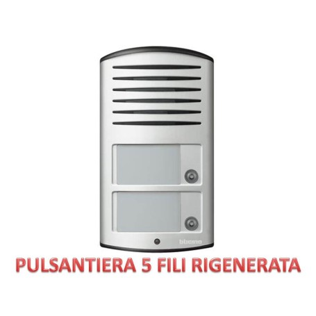 PULSANTIERA 5 FILI BTICINO  CITOFONO 2 TASTI POSTO ESTERNO AUDIO LINEA 2000 (PEZZO DI RICAMBIO RIGENERATO MA NUOVO)