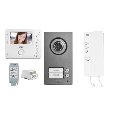 Nuovo Kit Videocitofono urmet bifamiliare con Monitor + cornetta