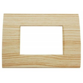 PLACCA 3 POSTI LEGNO CHIARO ABETE COMPATIBILE BTICINO...