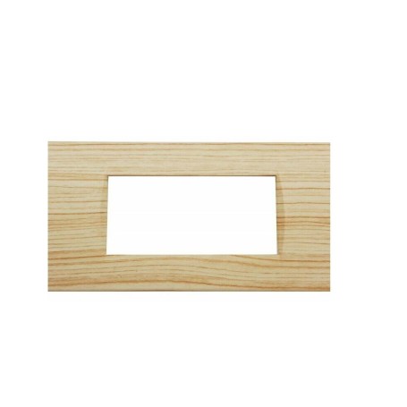 PLACCA 4 POSTI LEGNO CHIARO ABETE COMPATIBILE BTICINO LIVING LIGHT