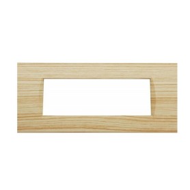 PLACCA 7 POSTI LEGNO CHIARO ABETE COMPATIBILE BTICINO...