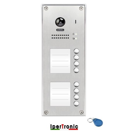 kit videocitofono 10 appartamenti con pulsantiera dieci tasti e monitor Touch 7 pollici a colori 2 fili ipertronic