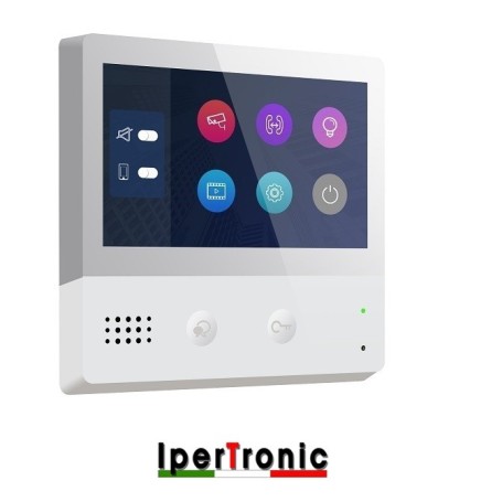 kit videocitofono 12 appartamenti con pulsantiera dodici tasti e monitor Touch 7 pollici a colori 2 fili ipertronic