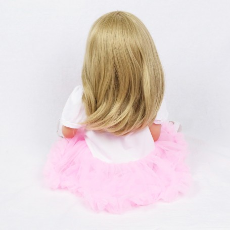 Bambola reale Reborn Deny In Silicone 48Cm capelli mori collezione demy twins