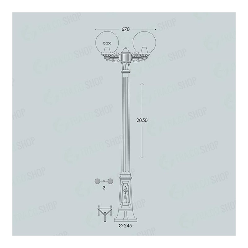 PALO SFERA GIARDINO GLOBO DOPPIO RESINA CONTRO...