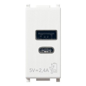 Alimentatore USB A+C 5V 2,4A 1M bianco VIMAR PLANA...