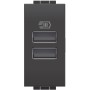 Caricatore USB 2 prese 5V antracite CARICA CELLULARI Living bticino L4191AA ex L4285C2