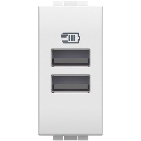Caricatore USB 2 prese 5V Bianco CARICA CELLULARI Living Light bticino N4191AA N4285C2