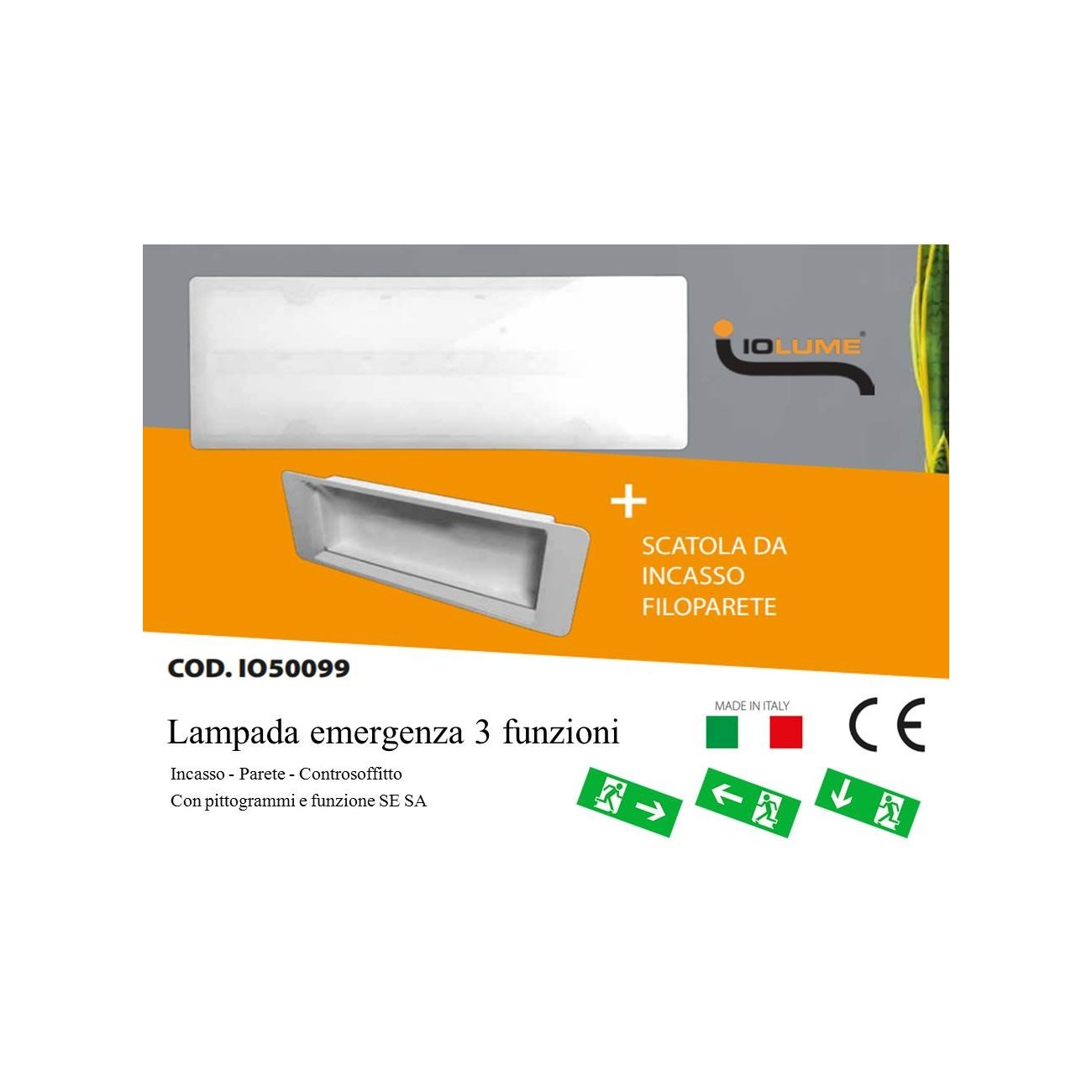 BEGHELLI 1499L LAMPADA EMERGENZA 11W 8H INCASSO NEW BATTERIA A LITIO