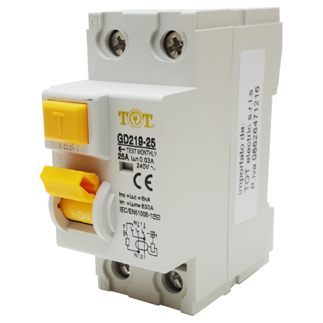 Interruttore differenziale Salvavita 40A 1P+N 6 kA 2 DIN Tot 0.03