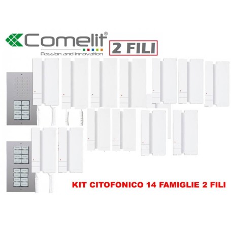 kit citofono 14 famiglie comelit 2 fili kca2061 quattordicifamiglie citofoni 2738wa