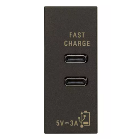 Alimentatore USB C+C 5V 3A nero serie Linea Vimar 30292.CCG