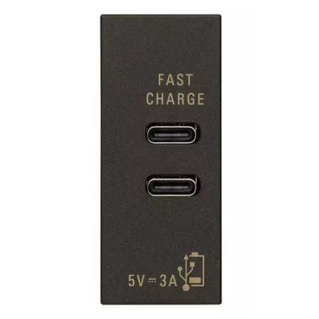 Alimentatore USB C+C 5V 3A nero serie Linea Vimar 30292.CCG