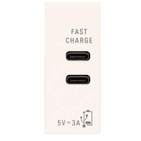Alimentatore USB C+C 5V 3A bianco serie Linea Vimar...