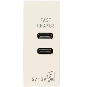 Alimentatore USB C+C 5V 3A canapa serie Linea vimar...