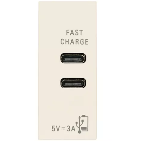Alimentatore USB C+C 5V 3A canapa serie Linea vimar 30292.CCC