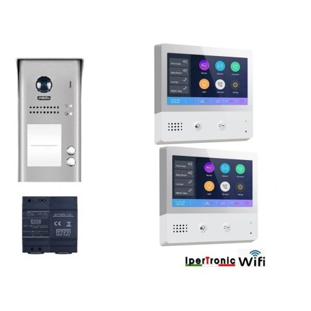 Videocitofono 7 pollici Touch bifamiliare WIFI E APP TWO professionale assistenza italiana ipertronic