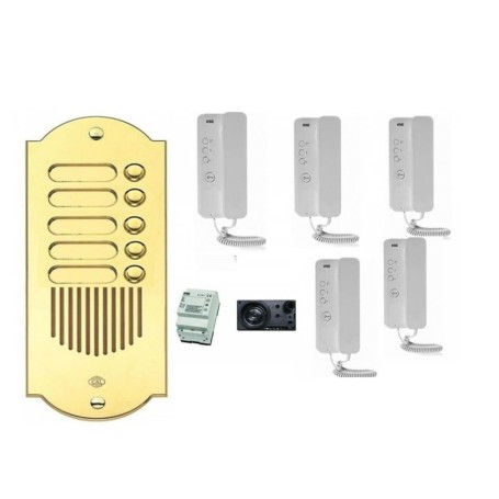 Kit citofonico ottone oro 5 famiglie Urmet e la panoramica