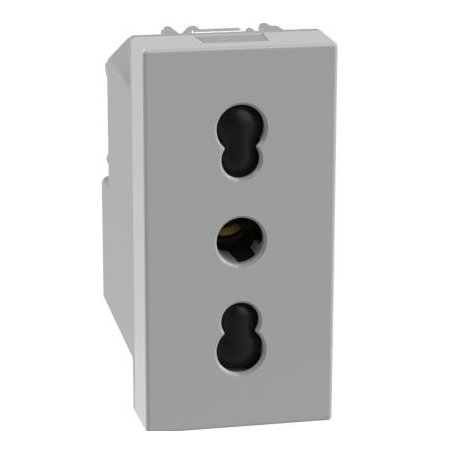 Presa bipasso 2P+T 16 A 250Vac- interasse 19 mm e 26 mm MatixGo Bticino JG4180 silver