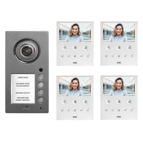 Kit videocitofono 4 famiglie urmet vivavoce 1760/6 quattro mikra plus