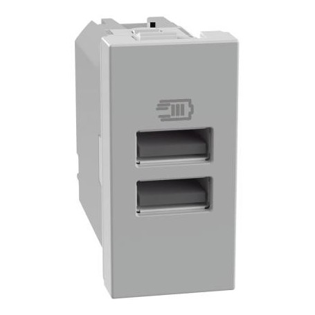 Caricatore USB con due porte tipo A MatixGo Bticino JG4191AA silver