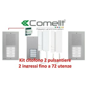 KIT CITOFONO DOPPIA PULSANTIERA 2 INGRESSI BIFAMILIARE...