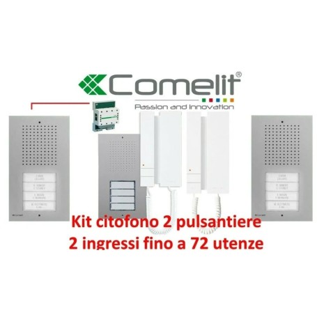 KIT CITOFONO DOPPIA PULSANTIERA 2 INGRESSI BIFAMILIARE COMELIT Kca2061a 061 2 FILI