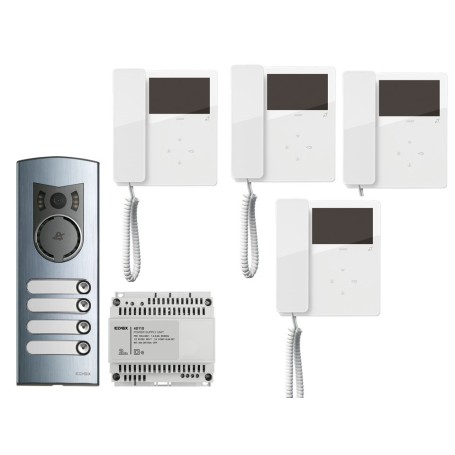 Kit videcitofonico Elvox 4 famiglie 2 fili quadrifamiliare videocitofono cornetta 7548