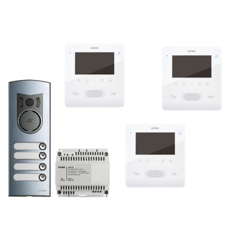 Kit videcitofonico Elvox 3 famiglie 2 fili trifamiliare videocitofono vivavoce 7558