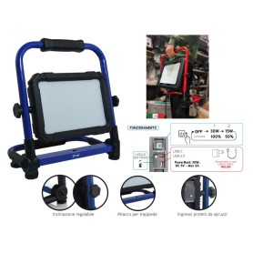 PROIETTORE PORTATILE BATTERIA 30W DA CANTIERE AUTONIMIA 6...