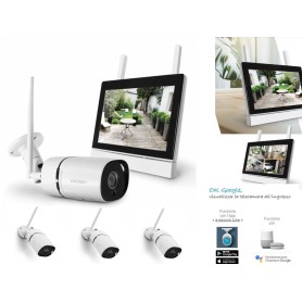 KIT VIDEOSORVEGLIANZA 4 TELECAMERE WIFI SENZA FILI APP...