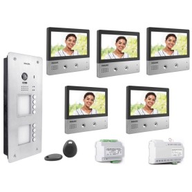 KIT VIDEOCITOFONO 6 FAMIGLIE PHILIPS 2 FILI A COLORI...