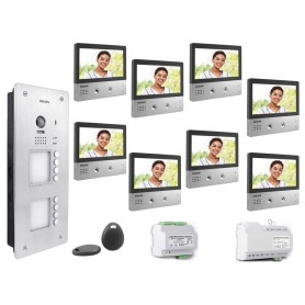 KIT VIDEOCITOFONO 8 FAMIGLIE PHILIPS 2 FILI A COLORI...